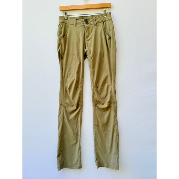 Prana Womens 2 Tall Khaki Tan Hiking Pants Convertible Stretch Outdoor Travel - Picture 1 of 9